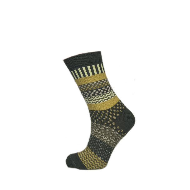 Flerfargede sokker - Army green/light yellow