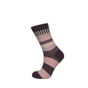 Multifarvede strmper - Bordeaux/light rosa