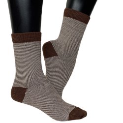 STRIBEDE ULDSTRMPER - BRUN MED HVIDE STRIBER