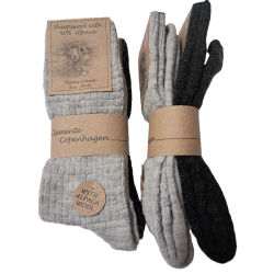 Tynde alpakastr�mper med strukturstrik