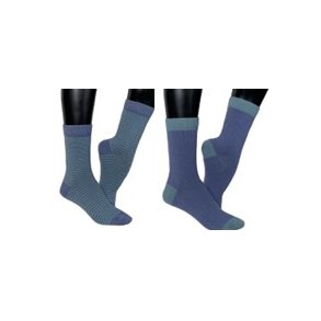 Uldstrmper - kombi med striber og hl/t - Duebl/turkisbl & turkisbl