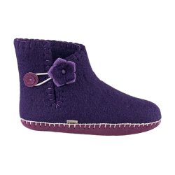 Uldstvler Mrkeviolet med blomst - uden trdepude