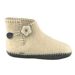 Uldstvler Hvid med blomst - uden trdepude