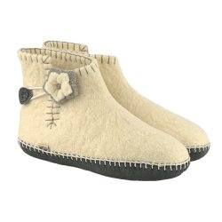 Uldstvler Hvid med blomst - uden trdepude