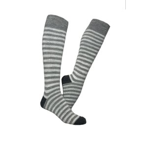 Tynde alpakaknstrmper, stribede, glatstrikkede 88% uld