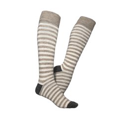 Tynde alpakaknstrmper, stribede, glatstrikkede 88% uld