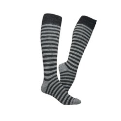 Tynde alpakaknstrmper, stribede, glatstrikkede 88% uld