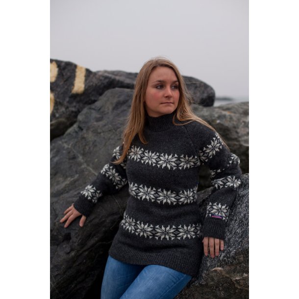 Norwool koksgrå stjerne islænder sweater