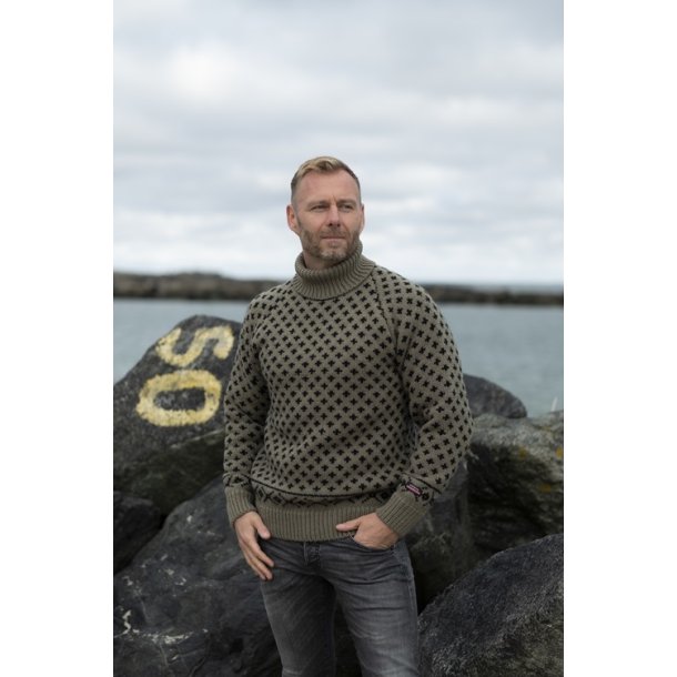 Norwool lys oliven islandsk sweater