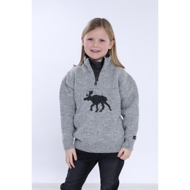 Norwool lysegrå børnesweater MOOSE