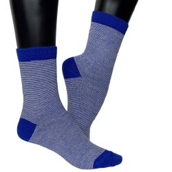 STRIBEDE ULDSTRMPER - BL MED HVIDE STRIBER