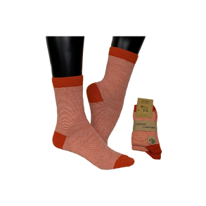 STRIBEDE ULDSTRMPER - MRK ORANGE MED HVIDE STRIBER