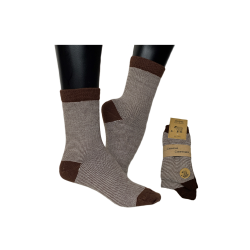 STRIBEDE ULDSTRMPER - BRUN MED HVIDE STRIBER