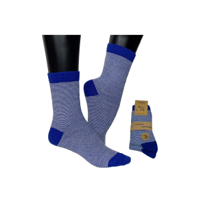 STRIBEDE ULDSTRMPER - BL MED HVIDE STRIBER