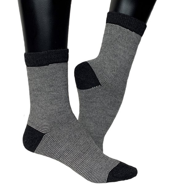 Stripete sokker - Antrasit med hvite striper